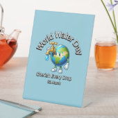 一滴も大切にしなさい。世界水デー。 台座サイン (インサイチュ)