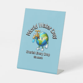 一滴も大切にしなさい。世界水デー。 台座サイン