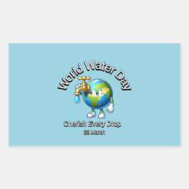 一滴も大切にしなさい。世界水デー。 長方形シール