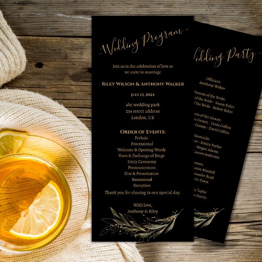 一王室の結婚つの結婚式 プログラムで黒い プログラム