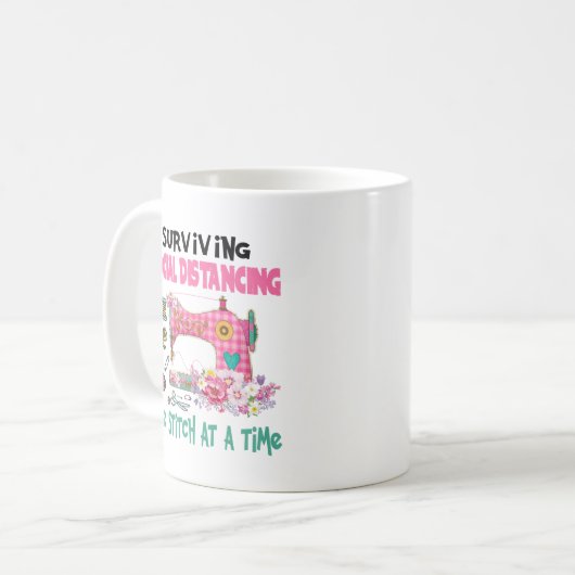 一生き延び縫ずつ社会から離れること コーヒーマグカップ (正面左)