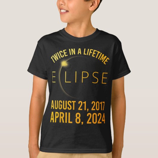 一生に一度の皆既日食 2024 完全な日食 Tシャツ (正面)