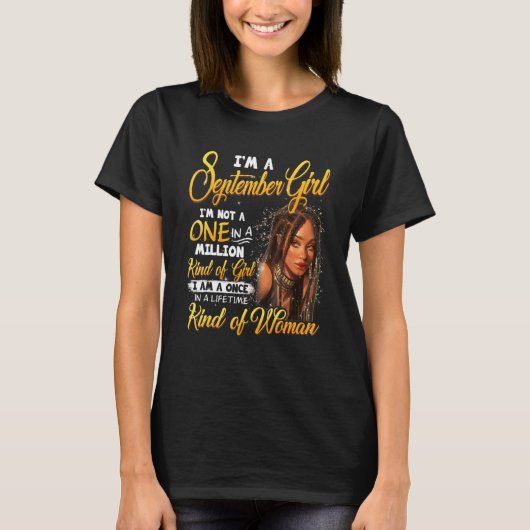 一生に一度の黒人女性9月 誕生日M Tシャツ (正面)
