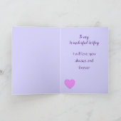 一生の妻 ピンクとラベンダーのオンブレ背景 カード (内部)