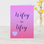 一生の妻 ピンクとラベンダーのオンブレ背景 カード (黄色い花)