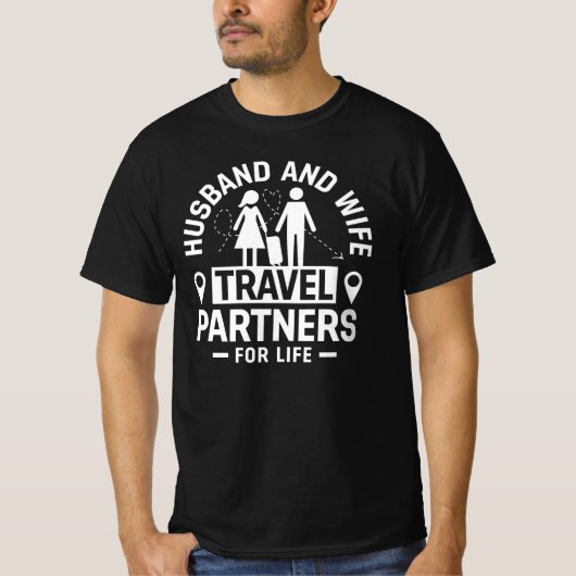 一生の旅のパートナー 夫婦 Tシャツ (正面)