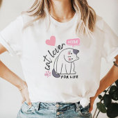 一生の猫好き - ニャン！ ピンクのハート Tシャツ