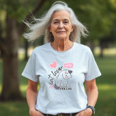 一生の猫好き - ニャン！ ピンクのハート Tシャツ