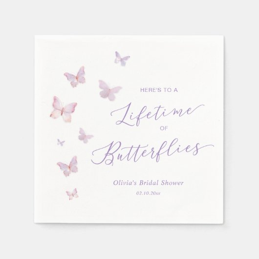 一生の蝶々 ブライダルシャワー スタンダードカクテルナプキン (正面)
