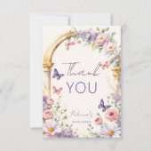 一生の蝶の春のブライダルシャワー サンキューカード (正面)