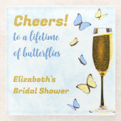 一生の蝶をお祝いして　ブライダルシャワー ガラスコースター (正面)