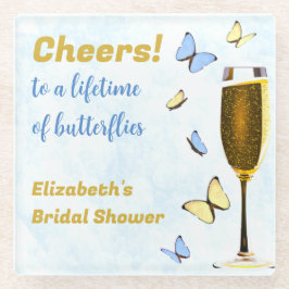 一生の蝶をお祝いして ブライダルシャワー ガラスコースター