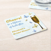 一生の蝶をお祝いして　ブライダルシャワー スクエアペーパーコースター (アングル)