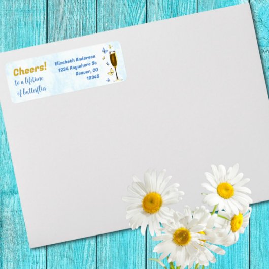 一生の蝶をお祝いして　ブライダルシャワー ラベル