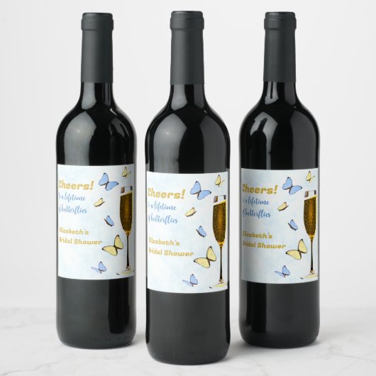 一生の蝶をお祝いして　ブライダルシャワー ワインラベル (ボトル)