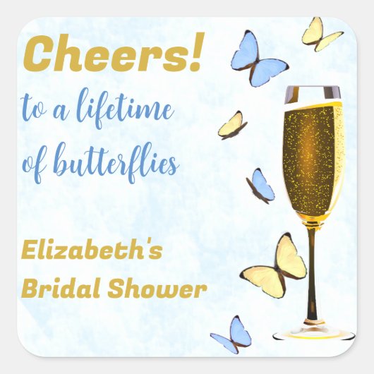 一生の蝶をお祝いしよう! ブライダルシャワー スクエアシール (正面)