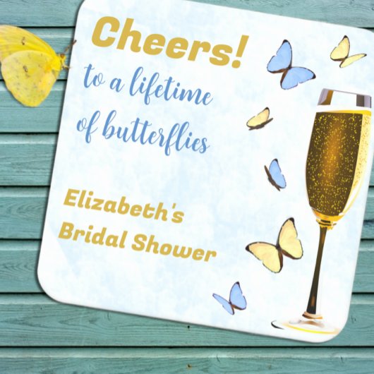 一生の蝶をお祝いしよう ブライダルシャワー スクエアペーパーコースター