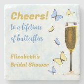 一生の蝶をお祝いしよう! ブライダルシャワー ストーンコースター (正面)