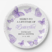 一生の蝶 ブライダルシャワー パープル ペーパープレート (正面)