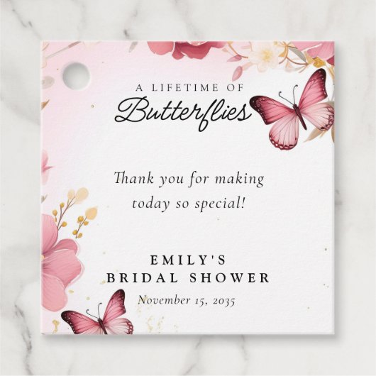 一生の蝶 ブライダルシャワー フェイバータグ (正面)