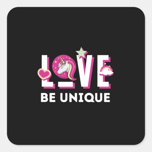 一生まれ角獣のファンタジー スクエアシール (正面)