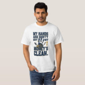 一生懸命働いてるからお金はきれい | ブルーカラーの奮闘 Tシャツ (正面フル)