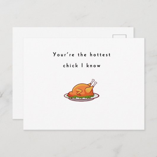 一番ホットな女の子を知っている、チキンおもしろいユーモラス引用文 ポストカード (正面/裏面)