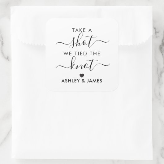 一発やってくれ、結び目の贈り物結婚のラベルを結んだ。 スクエアシール (バッグ)