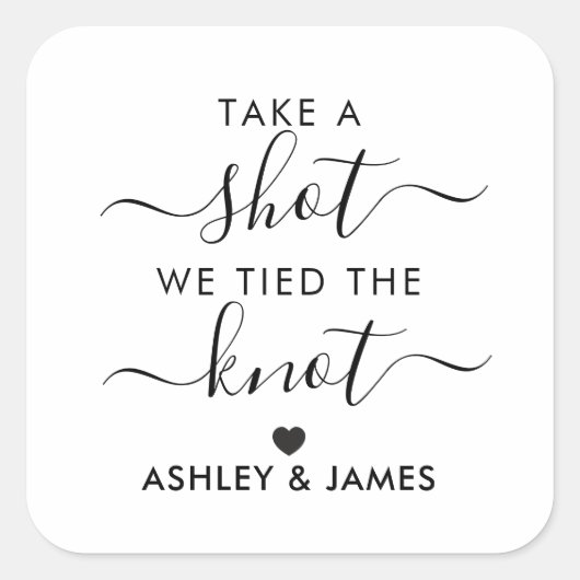 一発やってくれ、結び目の贈り物結婚のラベルを結んだ。 スクエアシール (正面)