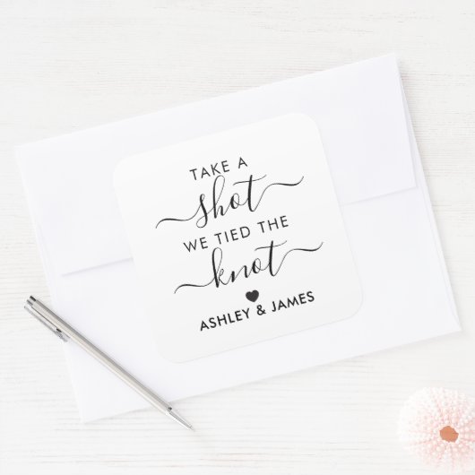 一発やってくれ、結び目の贈り物結婚のラベルを結んだ。 スクエアシール (封筒)