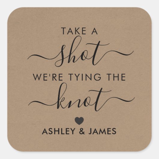 一発やってくれ、結び目の贈り物結婚のラベルを結んだ。 スクエアシール (正面)