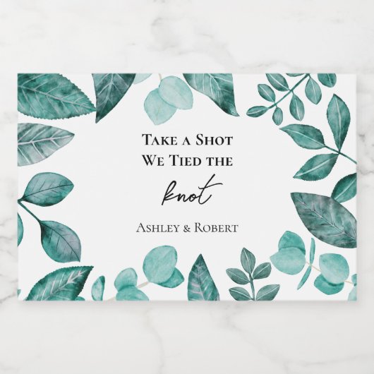 一発やろう、我々は結び目のティール（緑がかった色）の緑結婚を結んだ リキュールボトルラベル (シングルラベル)