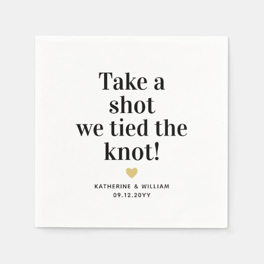 一発撃って結び目の日おもしろい付け結婚をした スタンダードカクテルナプキン (正面)
