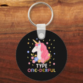 一皮型ユニコーンおもしろい糖尿病1型糖尿病 キーホルダー (正面)