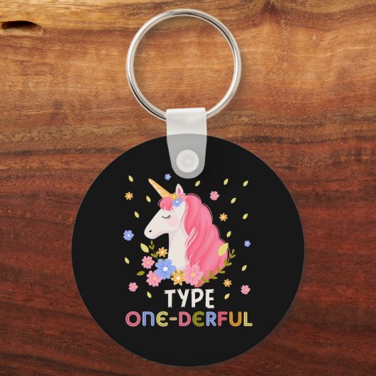 一皮型ユニコーンおもしろい糖尿病1型糖尿病 キーホルダー (正面)