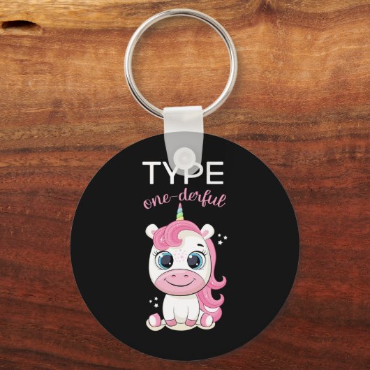 一皮性糖尿病認識度T1dユニコーンディア キーホルダー (正面)