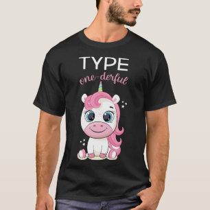 一皮性糖尿病認識度T1dユニコーンディア Tシャツ