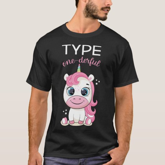 一皮性糖尿病認識度T1dユニコーンディア Tシャツ (正面)