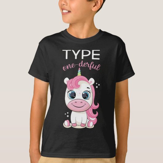 一皮性糖尿病認識度T1dユニコーンディア Tシャツ (正面)