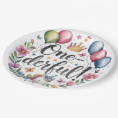 一皮水色ユニコーン誕生日 ペーパープレート (アングル)