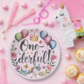 一皮水色ユニコーン誕生日 ペーパープレート (パーティー)