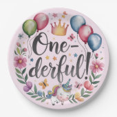 一皮水色ユニコーン誕生日 ペーパープレート (正面)