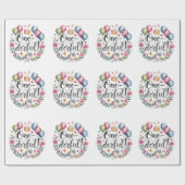 一皮水色ユニコーン誕生日 ラッピングペーパー (フラット)