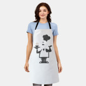 一皿のスープを持つシェフ エプロン (着用した状態)