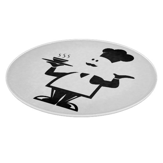 一皿のスープを持つシェフ カッティングボード (角)