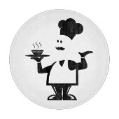 一皿のスープを持つシェフ カッティングボード (正面)