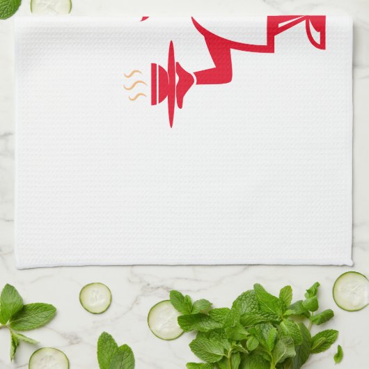 一皿のスープを持つシェフ キッチンタオル (折り畳み)