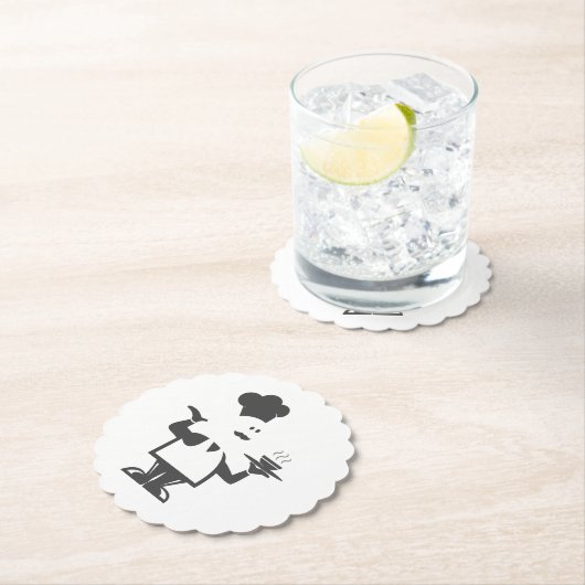 一皿のスープを持つシェフ ペーパーコースター (インサイチュ)