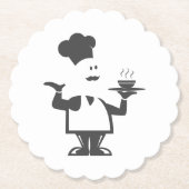 一皿のスープを持つシェフ ペーパーコースター (正面)