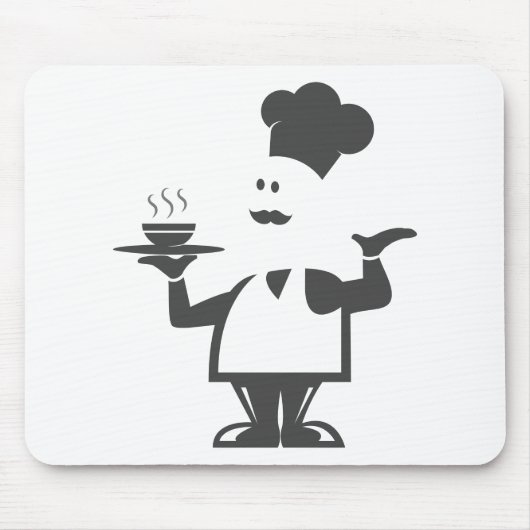 一皿のスープを持つシェフ マウスパッド (正面)
